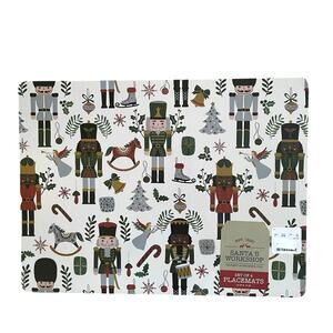 NUTCRACKER Cork Backed Hard Christmas Placemats 12x16 Set of 4 Holiday New